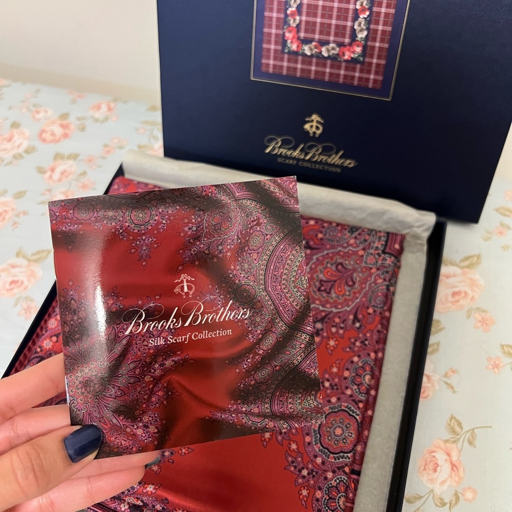 Brooks Brothers Vibrant Red Paisley Silk Scarf